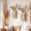 DREAMLOOM 2 Pack Wooden Wall Vases with Dried Pampas Grass and Eucalyptus Plants, Wall Hanging Planters Boho Modern Farmhouse Indoor for Narrow Spaces Entryway Bathroom Home Office Decoration, Black