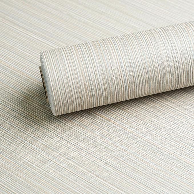 20.8" x 393.7" Grasscloth Peel and Stick Wallpaper, Textured Wallpaper for Decor Bedroom Kitchen Cabinet