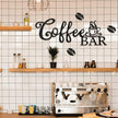 Coffee Bar Sign - Rustic Metal Hanging Decor for Home Office Kitchen (Coffee Bar and Bean Style)