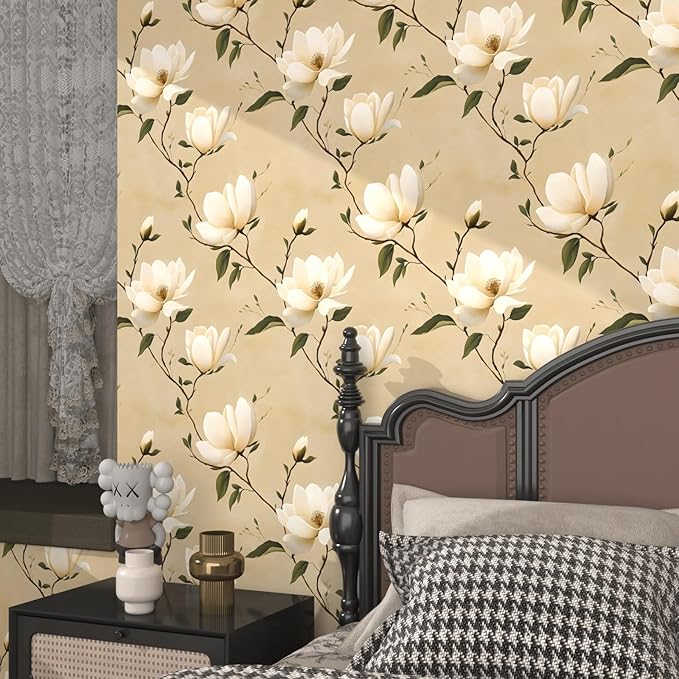 Floral Peel and Stick Wallpaper Vintage Khaki Contact Paper 17.5''x393'' Vinyl Waterproof Self Adhesive Removable Boho Modern Beige Leaf Wall Paper for Cabinets Bathroom Walls Bookcase Countertops