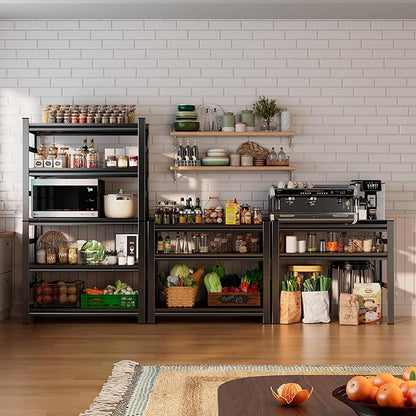 Kitchen Island with 5 Shelves, 63" H Microwave Stand Station with Adjustable Metal Shelve, Stable Steel Structure, Coffee Bar Station Table, Easy to Assemble, with Railings