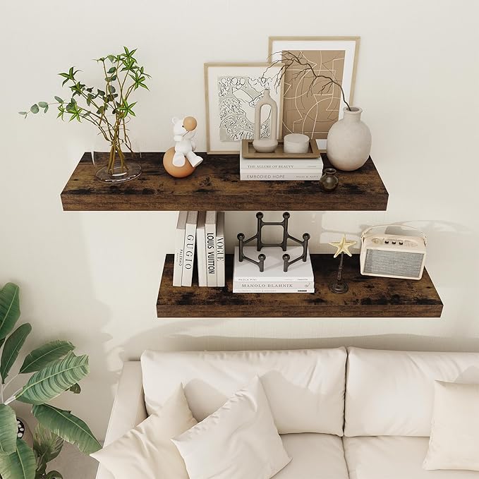 Floating Shelves 36 Inch Long, 12 Inch Deep Floating Shelves for Wall, 36 x 12 Shelves for Wall Storage & Display, 2