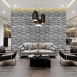 STICKGOO 3D Wall Panels, Brushed Silver Decorative Wall Covering Panels, Wave Wall Panels for Interior Wall Decor, PVC Accent Tiles for Living Room, TV Backdrop
