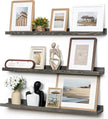 Picture Ledge Wall Shelves - 36 Inch Width Set of 3, Solid Pine Wood Rustic Floating Ledge Shelves for Kids' Room, Bedroom, Kitchen, Bathroom, Living Room, Nursery Display Wall Decor, Grey