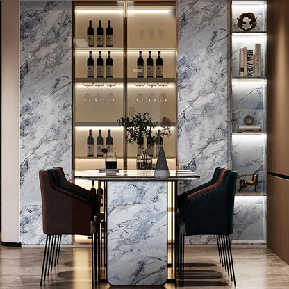 197x48inch Widen White Blue Marble Wall Paper kitchen Granite Countertop Vinyl Wrap Laminate Contact Paper Waterproof peel and stick Wallpaper Removable Shelf Liner Counter Top Stickers Pvc Wallpapers