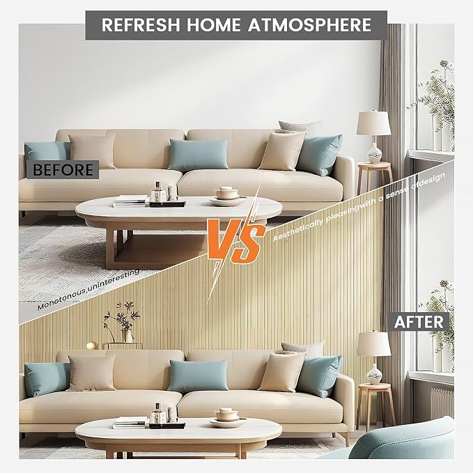 Bamboo Wall Panels for Interior Wall Decor: Natural Flexible Pole Wrap Decorative Wall Panel, Wainscoting Wall Cladding Paneling for Living Room,Bedroom,Office,Ceiling,Kitchen 1ft X 8ft