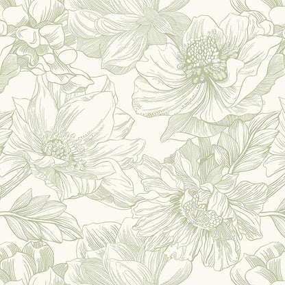 Ismoon Vintage Floral Wallpaper Peel and Stick Beige and Green Contact Paper 17.3inx6.5ft Removable Self Adhesive Wall Paper for Bathroom Bedroom Cabinet Mural Wall Decor Vinyl Renter Friendly