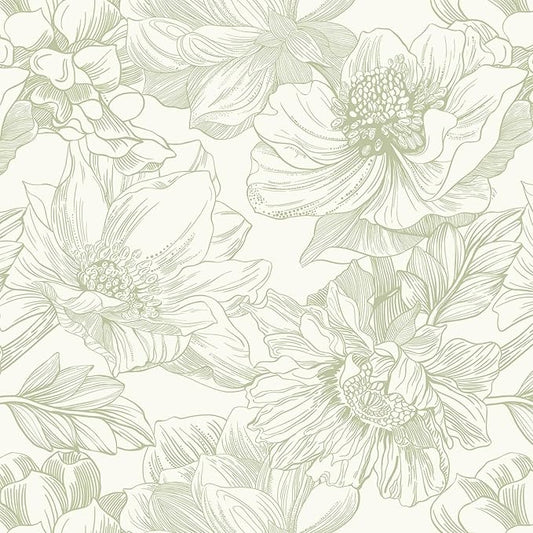 Ismoon Vintage Floral Wallpaper Peel and Stick Beige and Green Contact Paper 17.3inx32.75ft Removable Self Adhesive Wall Paper for Bathroom Bedroom Cabinet Mural Wall Decor Vinyl Renter Friendly