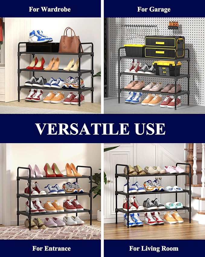Kitsure Shoe Rack for Closet, Sturdy Shoe Storage for Entryway, Space-Saving Shoe Rack Small and Shoe Shelf, 27.6