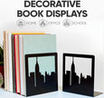 Geomod Decorative New York City NYC Skyline Metal Bookends (Black, 1 Pair) Book Ends for Tables, Desks, Shelves | Bookends to Hold Tall, Hardback Books…