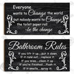 Jetec 2 Pieces Funny Bathroom Signs Bathroom Wall Decor Toilet Wall Accessories Farmhouse Toilet Rustic Wooden Signs, 12x6 Inch(Dark Style)