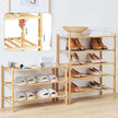 6-Tier Bamboo Shoe Rack for Entryway, Stackable | Foldable | Natural, Shoe Organizer for Hallway Closet, Free Standing Shoe Racks for Indoor Outdoor