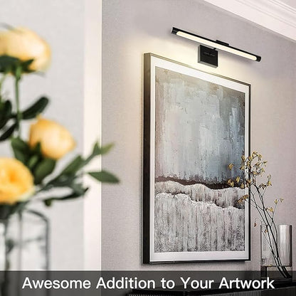 LED Picture Light, Hard-Wired Connection Dimmable Adjustable Artwork Light, 12W (60W Eqv.) CRI95+ 16.54" Black Gallery Light for Paintings Display Picture Frame Dartboard, Warm White 3000K
