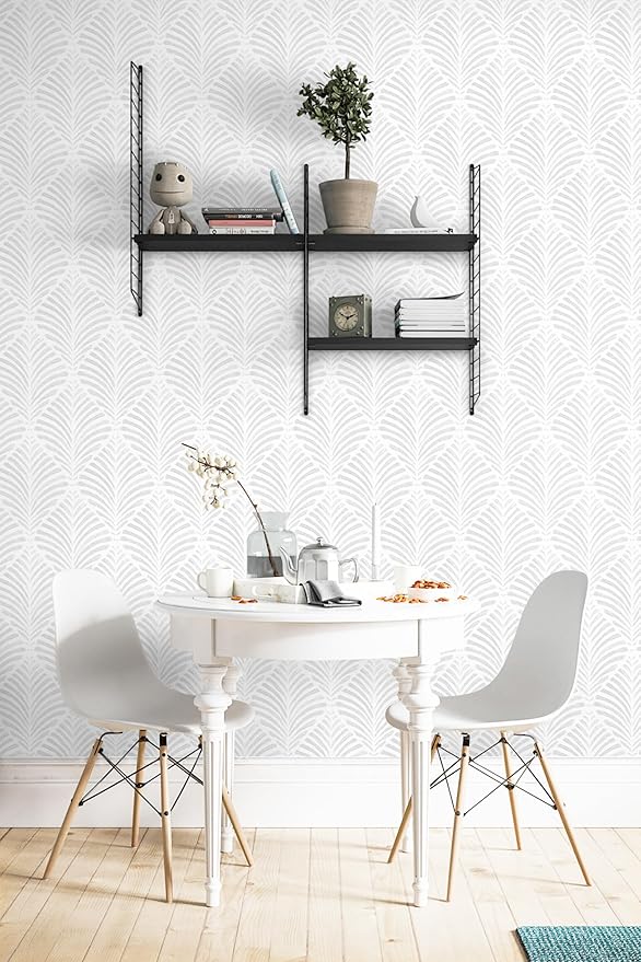 Safiyya Peel and Stick Wallpaper Boho 17.3"x196" Light Grey Geometric Modern Wall Paper Self Adhesive Removable Wallpaper for Bedroom Vinyl Rolls