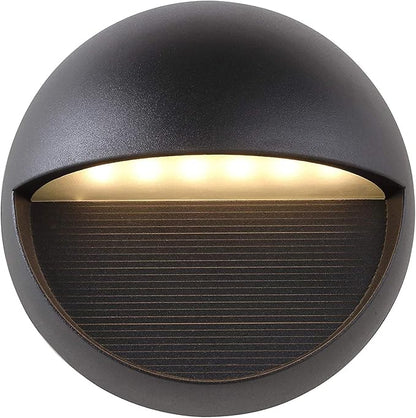 JONATHAN Y 6.25" Black Modern Round Outdoor Integrated LED Wall Sconce Light, Metal/Glass Waterproof Exterior Downlight for Porch, Patio, and Entryway, ETL Listed JYL7441A
