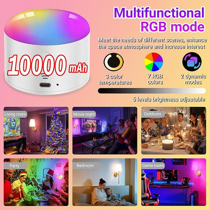 Battery Operated Wall Sconce Set of 2, Rechargeable Wall Sconce with 10000mAh Bulb and Remote, Up to 50 Hrs Use, RGB Dimmable Wireless Wall Lights for Living Room Bedroom Hallway