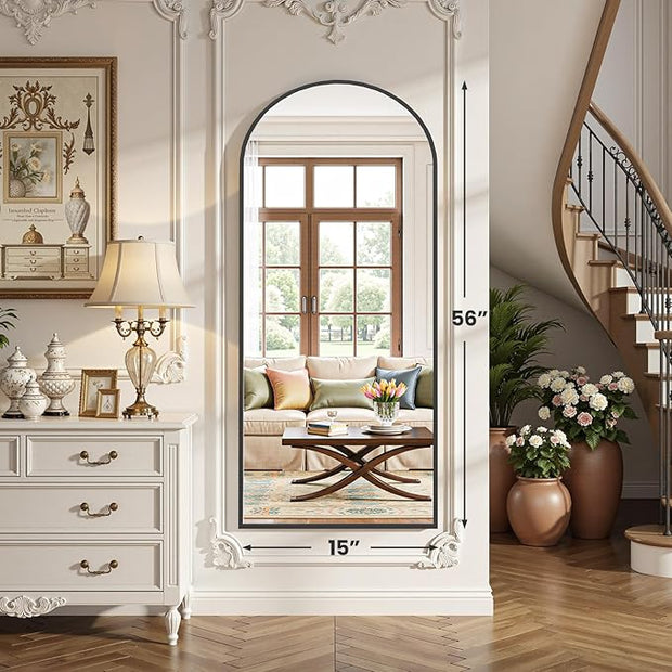 OLIXIS Full Length Mirror 59"x16" for Bedroom, Full Body Mirror with Stand, Hanging or Leaning for Wal