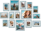 Vittanly 15 Pack Picture Frames Collage Wall Decor for Mounting or Tabletop Display, Gallery Frame Set for Family, Multi Sizes Including 3pcs 8x10, 6pcs 5x7, 6pcs 4x6, Rustic Blue
