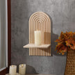 Tatuo 2 Pieces Boho Wall Shelf Decor Floating Arched Shelves for Wall Small Wooden Hanging Holder for Living Room Bathroom Bedroom Office Nursery Decoration