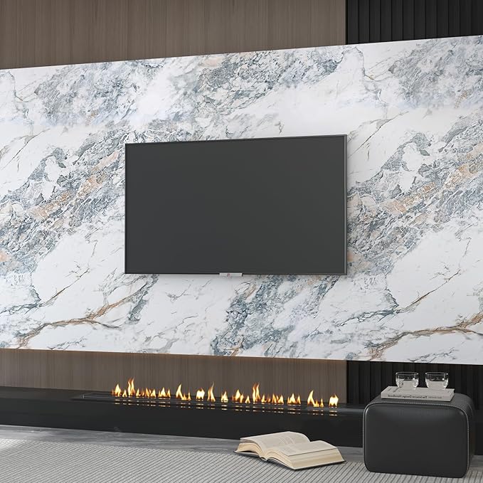 Thick Blue Marble Granite peel and stick Wall Paper 32x157inch Vinyl Wrap Flower Textured Countertop Waterproof Contact Paper Removable Modern Walls Sticker Mural Top Decor Barthroom Backsplash Roll