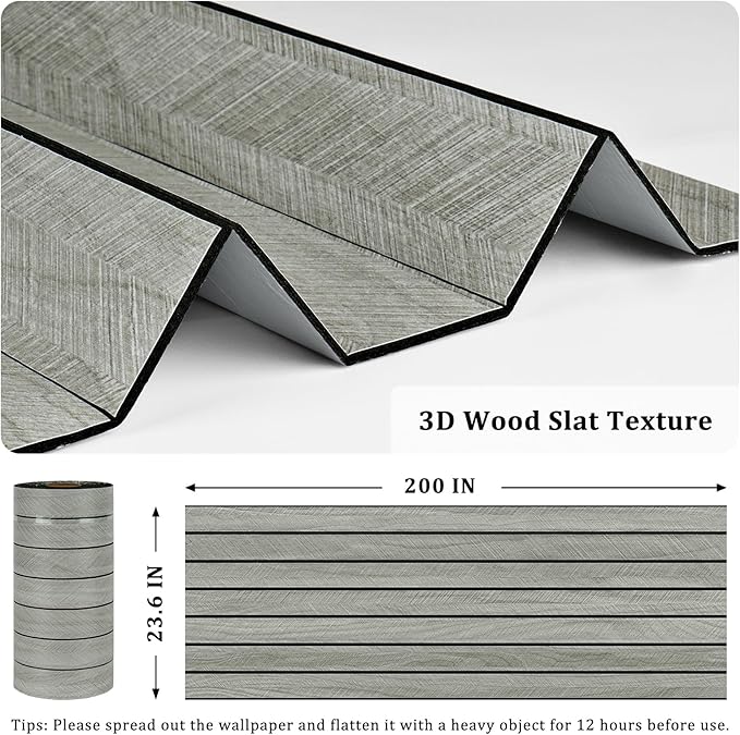 Grey Wood Grain Slat Panels for Interior Wall Decor 200