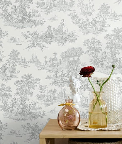 NextWall Chateau Toile Peel and Stick Wallpaper (Argos Grey)
