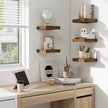fuqing Floating Shelves for Wall, Wall Mounted Wood Floating Shelf with Invisible Brackets for Living Room, Bathroom, Bedroom, Kitchen Storage and Decor,6.5 Inch Set of 3, Rustic Brown