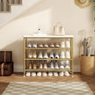 SUOERNUO Shoe Rack Organizer 4 Tier for Closet Entryway Free Standing Metal Storage Shoe Shelf with MDF Top Board，Gold