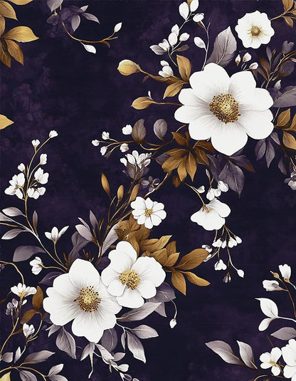 Vintage Floral Wallpaper Peel and Stick Purple White Flowers Contact Paper 17.5" x 118" Wall Paper Self Adhesive Vinyl Waterproof Removable for Kitchen Bathroom Shelves Cabinet Drawer Table Decor