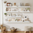Fun Memories Floating Shelves for Wall, 32 Inch Long Floating Shelves Set of 2, 32 x 10 Wooden Shelves for Wall, Large Storage Shelves, Hanging Shelves for Bathroom Kitchen Bedroom, White