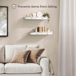 3 Pack Wooden Floating Shelves for Wall with Acrylic Front Lip, 15.7 IN Wall Mounted Rustic Style Shelves for Bathroom, Bedroom, Living Room, Kitchen, Hanging Shelves, White