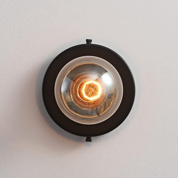 BRIGHTTIA Luna Uno 1-Light Wall Sconce - Mid Century Industrial Modern Flush Mount Fixture for Wall & Ceiling - Minimalist Lamp for Bathroom and Small Spaces - Matte Black (BC0026-1B)