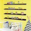 PHOENANCEE Long Floating Shelves for Wall 47 Inch,Real Wood Picture Ledge Shelf with Lip Set of 4,Photo Frame Storage Display for Living Room Nursery Bedroom Bathroom Kitchen Home Decor (Dark Walnut)