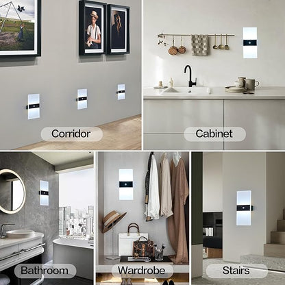 LED Wall Sconces 2Pack,2200mah Battery Operated Magnetic Wireless Wall Lamp, Motion Sensor Modern dimmable Wall Light with Button Switch for Bedroom Living Room Hallway