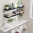 Axeman Floating Shelves for Wall Black- 48 Inch Wide x 12 Inch Deep Wall Shelves Set of 2 - Black Deep Wood Floating Shelves for Living Room Bedroom Laundry Room
