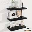 Fun Memories 24 x 12 Inch Deep Floating Shelves, 12 Inch Deep Rustic Wooden Book Shelf, Extra Deeper & Thicker Hanging Shelves for Living Room, Bathroom, Bedroom, Kitchen, Office, Set of 3 (Black)