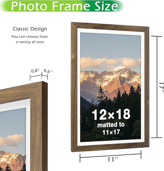 FrameWorks 2-Pack, 12x18 Matted to 11x17 Picture Frame, Dark Oak – Classic Wooden Photo Frame with Tempered Glass, Modern Matte Finish for Prints, Posters, Certificates & Wall Decor – Gallery-Ready