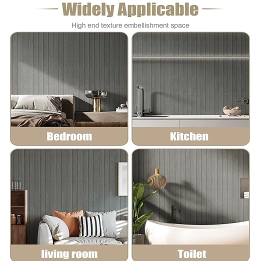 Thick Wood Slat Wall Panels, Modern 3D Peel and Stick, 15.75