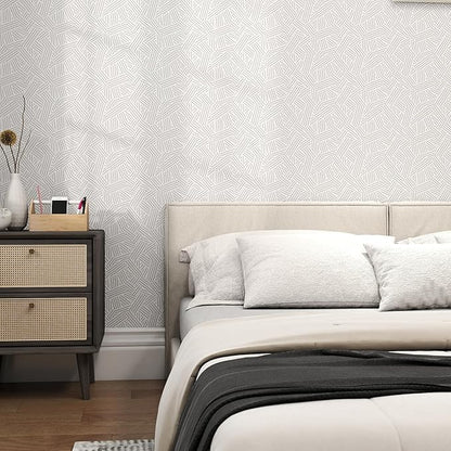 Timeet Modern Geometric Peel and Stick Wallpaper 17.3" x 78.7" Gray Stripe Textured Wallpaper Self Adhesive Wall Paper Removable Minimalist Decor for Bathroom Kitchen Bedroom