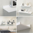 55.1 Inches Long Floating Shelves, 2 Set Rustic Wall Shelf for Bedroom, Nursery Book Shelf with Lip, Picture Ledge Shelf for Living Room, Bathroom, Kitchen - White