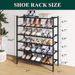 Smiry Bamboo Shoe Rack for Closet, 6 Tier Wooden Stackable Shoe Organizer, Free Standing Shoes Storage Shelf for Entryway, Front Door Entrance, Black