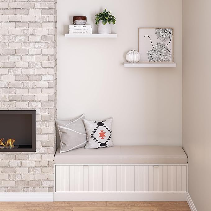 Ballucci Floating Shelves for Wall, 24" Wood Wall Shelf Set of 2, with Invisible Brackets for Bathroom, Living Room, Bedroom, Kitchen, Nursery, 8" Deep, White