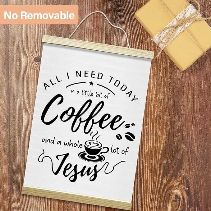 LETUROIA Coffee Poster Hanger Frame, All I Need Today is A Little Bit of Coffee & A Whole Lot of Jesus Canvas Wall Decor(12×16"), Wall Art For Home Kitchen Cafe Bar Shelf Office -37