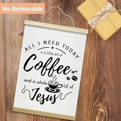LETUROIA Coffee Poster Hanger Frame, All I Need Today is A Little Bit of Coffee & A Whole Lot of Jesus Canvas Wall Decor(12×16"), Wall Art For Home Kitchen Cafe Bar Shelf Office -37