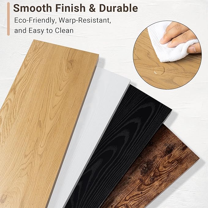 Vivelove 10" Deep Floating Shelves with Invisible Brackets, 36" Wall Shelves for Bathroom Bedroom Kitchen Living Room Laundry Room, Modern Rustic Shelves for Home Decor, 36"x10.2"x1.5", Set of 2, Oak