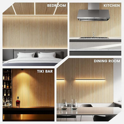 Bamboo Wall Panels for Interior Wall Decor: Natural Flexible Pole Wrap Decorative Wall Panel, Wainscoting Wall Cladding Paneling for Living Room,Bedroom,Office,Ceiling,Kitchen 2.3ft X 8ft