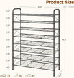 Hoctieon 8 Tier Shoe Rack for Closet, Durable Mesh Style Shoe Rack, Entryway Shoe Shelf, Shoe Storage Organizer for Hallway, Bedroom, Living Room, Wardrobe, Black