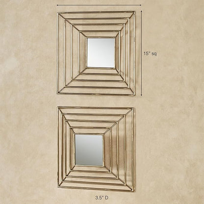 Modern Dacian Metal Openwork Mirrored Wall Art Set Gold 15" sq.x3.5 D Set of 2