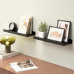 Floating Shelves Wall Mounted Set of 2, Modern Black Wall Shelves for Storage with Lip, Display Picture Ledge Shelf for Wall Decor Bedroom Living Room Bathroom Kitchen