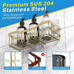EUDELE 5-Pack Rustproof Stainless Steel Shower Caddy – No Drill Adhesive Bathroom Organizer with Large Capacity, Spacious Shower Shelves for Inside Shower, Kitchen & Home Decor Storage-XL Size